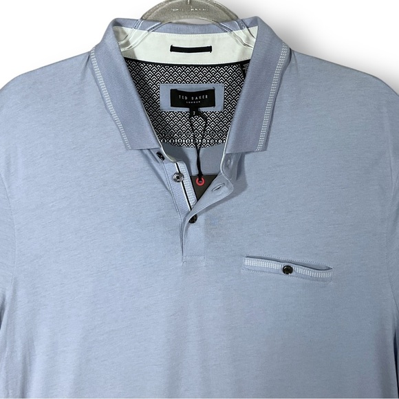 Ted Baker London Mens Polo Shirt Sz 3XL Tortila Sky Blue NWT Golf Preppy Lightwe - Picture 3 of 13